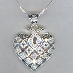 Quilted CZ Heart Pendant Sterling Silver