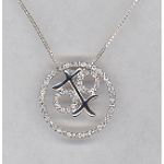 XOXO Circle CZ Pendant Sterling Silver