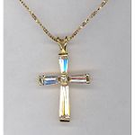 CZ Cross Pendant 18K Yellow Gold over Sterling Silver