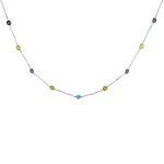Sears 4mm Peridot, Amethyst, Citrine and Blue Topaz Silver Necklace