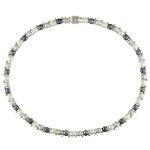 Sears 6-7mm Black, Grey and White Freshwater Pearl Silver Bead Necklace