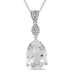 Sears 14x10mm White Topaz and Diamond Accent Pendant in 10K White Gold