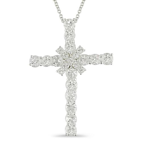 White Topaz Cross Pendant in Sterling Silver