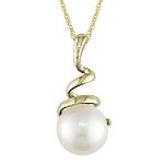 Sears 8mm White Freshwater Pearl Spiral Pendant in 10K Yellow Gold