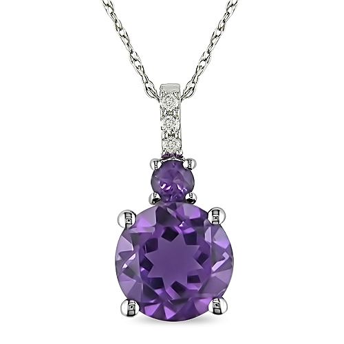 Amethyst with Diamond Accent Pendant in 10K Gold