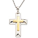Traditional Two-Tone Cross Pendant