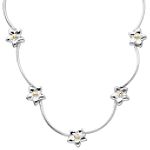 Andin International Attractive Curved Chain Necklace With Flower Design