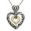 Two-Tone Double Heart Pendant With Intricate Trim Detail