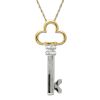 Stylish Two-Tone Clover Top Key Pendant