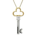 Stylish Two-Tone Clover Top Key Pendant