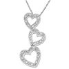Cascading 1/8Ct Diamond Triple Heart Pendant
