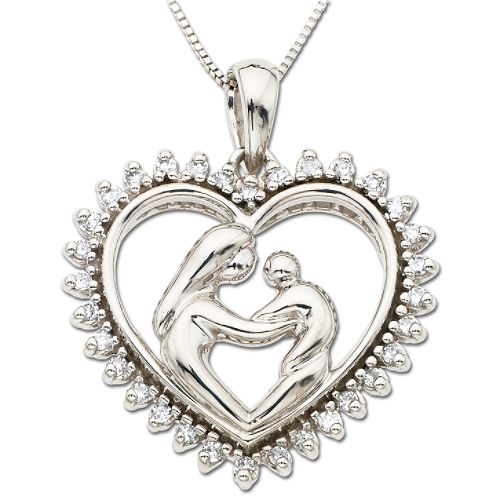 1/4 ct. t.w. Diamond Mothers Heart Pendant in Sterling Silver