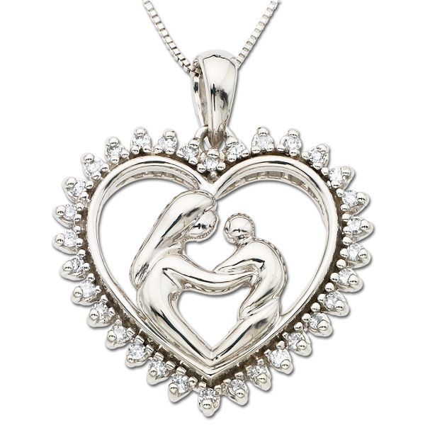 1/4 ct. t.w. Diamond Mothers Heart Pendant in Sterling Silver