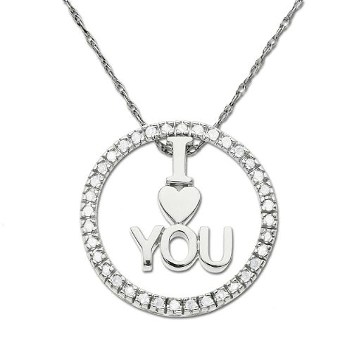 1/4Ct Diamond Circle "I Heart You" Pendant