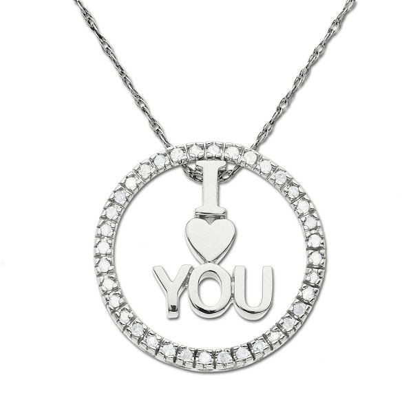 1/4Ct Diamond Circle "I Heart You" Pendant
