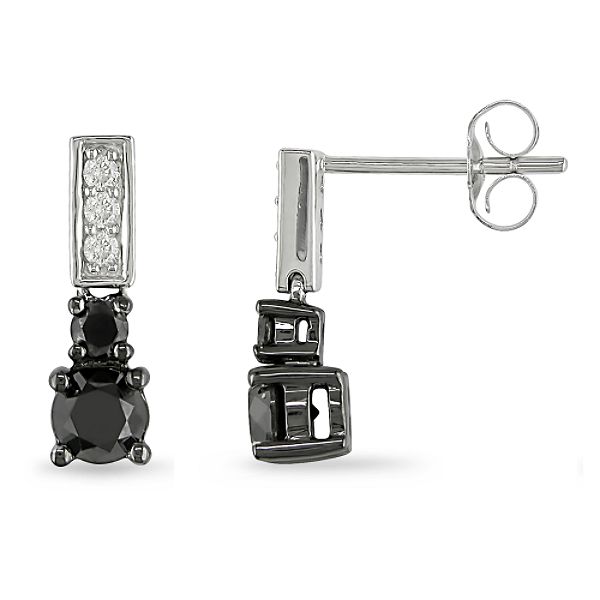 1 ct. t. w.* Black and White Diamond Earrings in 10K White Gold