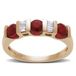 Andin International Alternating Ruby and Diamond Ring