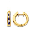 Andin International Alternating Sapphire and 1/4Ct Diamond Hoops