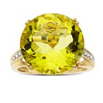 Andin International Lemon Quartz Cocktail Ring with Diamond Accent