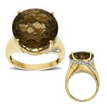 Andin International Smokey Quartz and .17Ct Diamond Ring