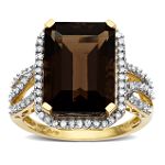 Andin International Smokey Quartz and 3/8Ct Diamond