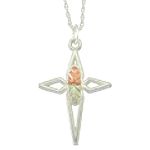 Black Hills Gold Jewelry Tricolor Sterling Silver Cross Pendant