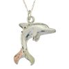 Tricolor Sterling Silver Dolphin Pendant