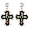 Tricolor Sterling Silver Antiqued Cross Earrings