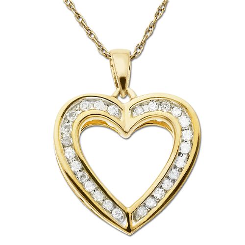 10Kt Yellow Gold 1/4ct. tw. Diamond Heart Pendant