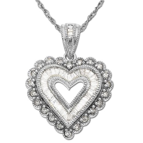 10Kt White Gold 1/2ct. tw. Diamond Heart Pendant