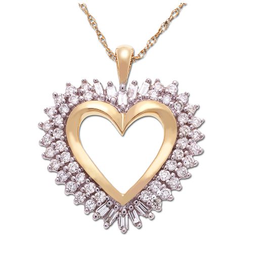 10Kt White Gold 1ct. tw. Diamond Heart Pendant