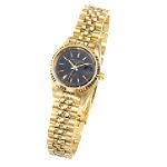 Charles Hubert Ladies 14k Gold-plated Stainless Steel Black Dial Watch