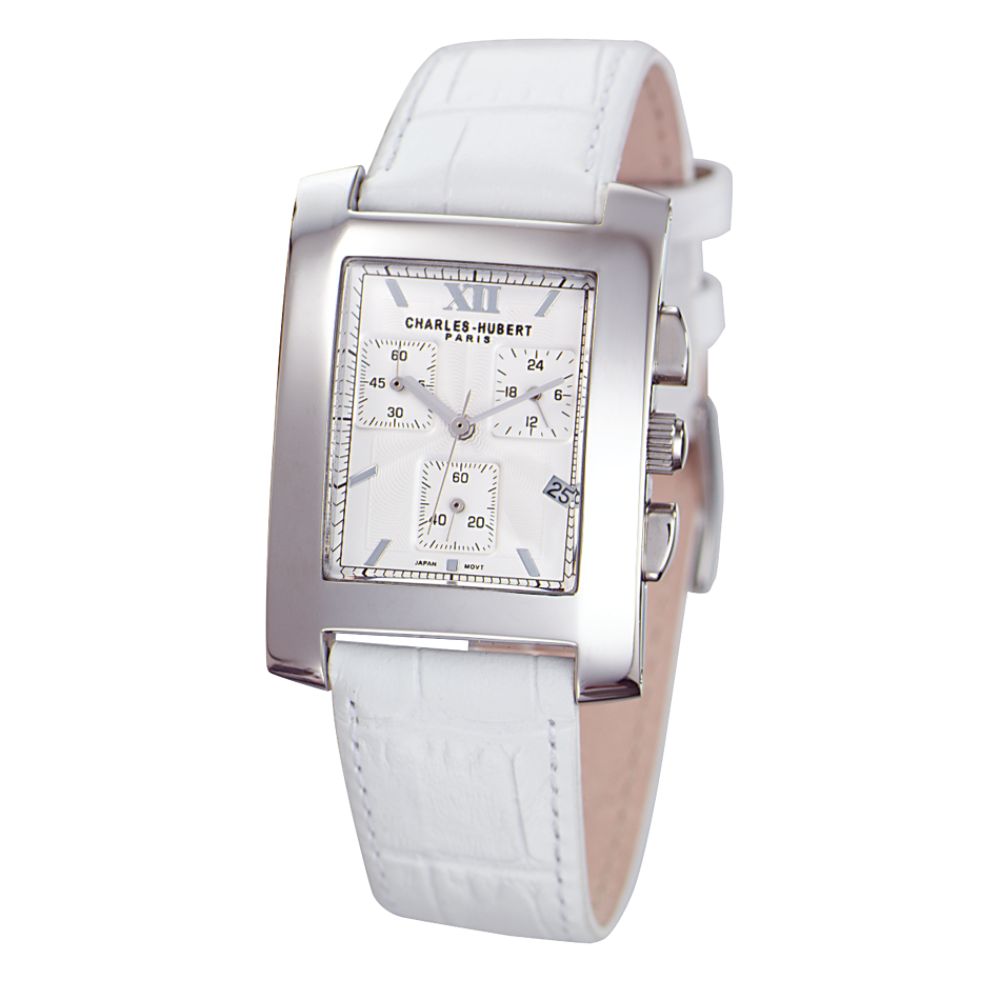 Leather Band Chronograph Watch. Charles Hubert Ladies Leather