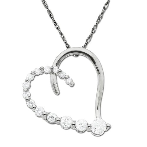 10Kt White Gold 1/2ct. tw. Diamond Journey Heart Pendant