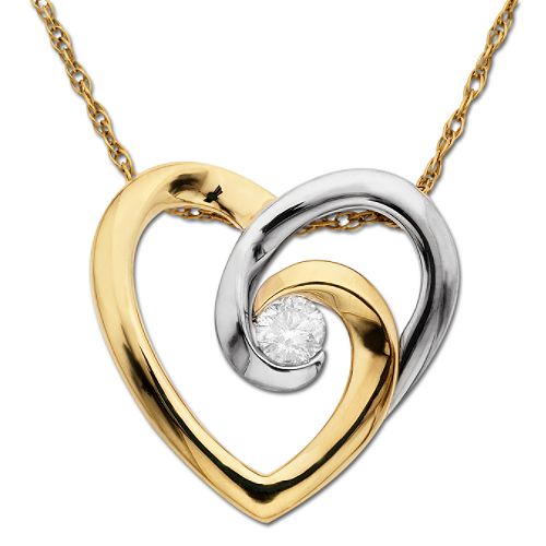 10Kt Two Tone .15ct. tw. Diamond Heart Pendant