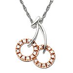 Andin International 10kt Pink Gold 1/10ct tw* Diamond Cherries Pendant