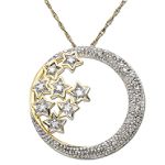 10Kt Yellow Gold Circle and Stars Pendant with Diamond Accent