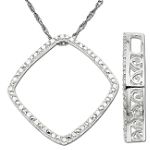 10Kt White Gold 1/10ct. tw. Diamond Square Pendant