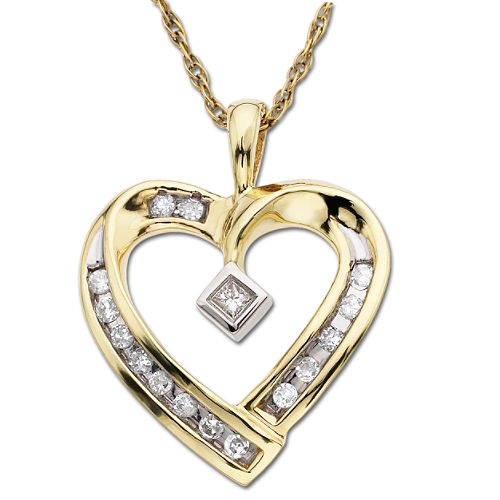 10Kt Yellow Gold .13ct. tw. Diamond Heart Pendant