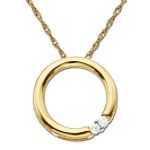 10Kt Yellow Gold Duo Circle Pendant with Diamond Accent