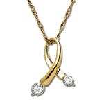 10Kt Yellow Gold Ribbon Pendant with Diamond Accent