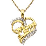 10Kt Yellow Gold 1/10ct. tw. MOM Heart Pendant