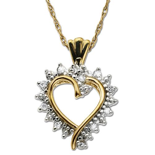 10Kt Yellow Gold Heart Pendant with Diamond Accent