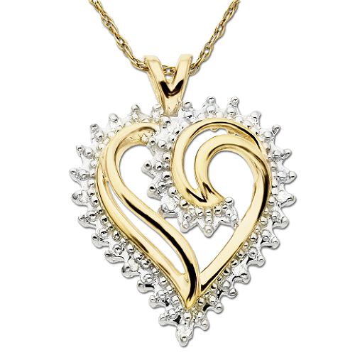 10Kt Yellow Gold Heart Pendant with Diamond Accent