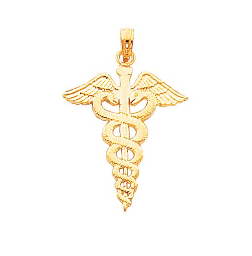 14k Yellow Gold Caduceus Charm