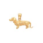 Quality Gold 14k Yellow Gold 3 Dimensional Wire Haired Dachshund Charm