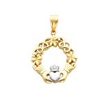 14K and Rhodium Braided Claddagh Charm - C3036
