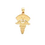 Quality Gold 14k Yellow Gold Caduceus with Nurses Cap Charm