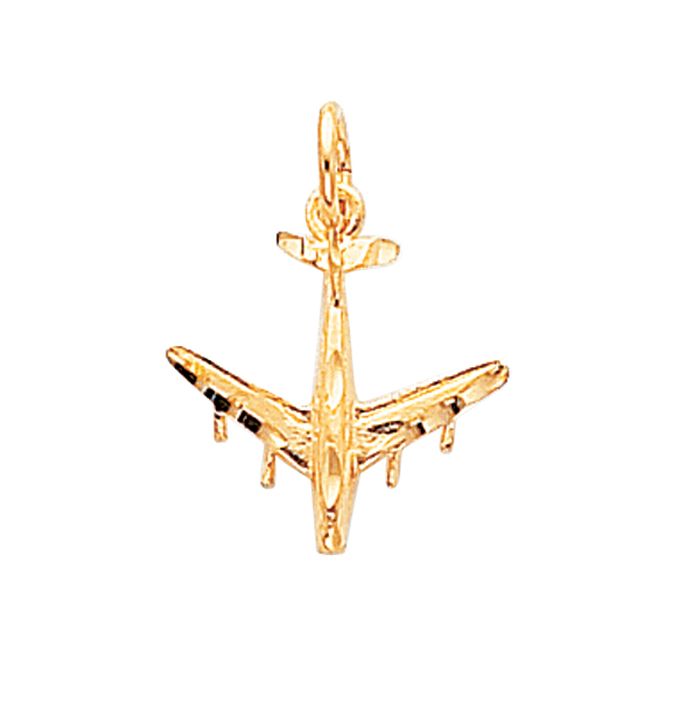 14k Yellow Gold Airplane Charm