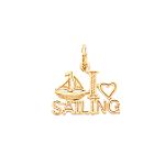 Quality Gold 14k Yellow Gold I Love Sailing Charm
